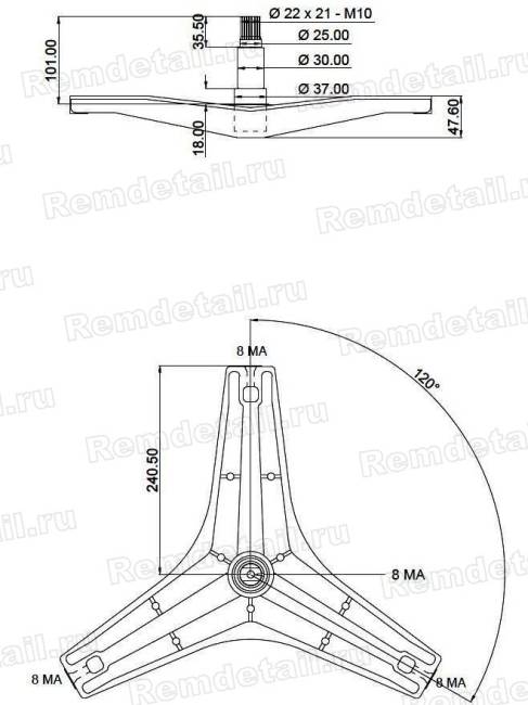 Крестовина под болт для стиральной машины LG MHW34308901 Cod727